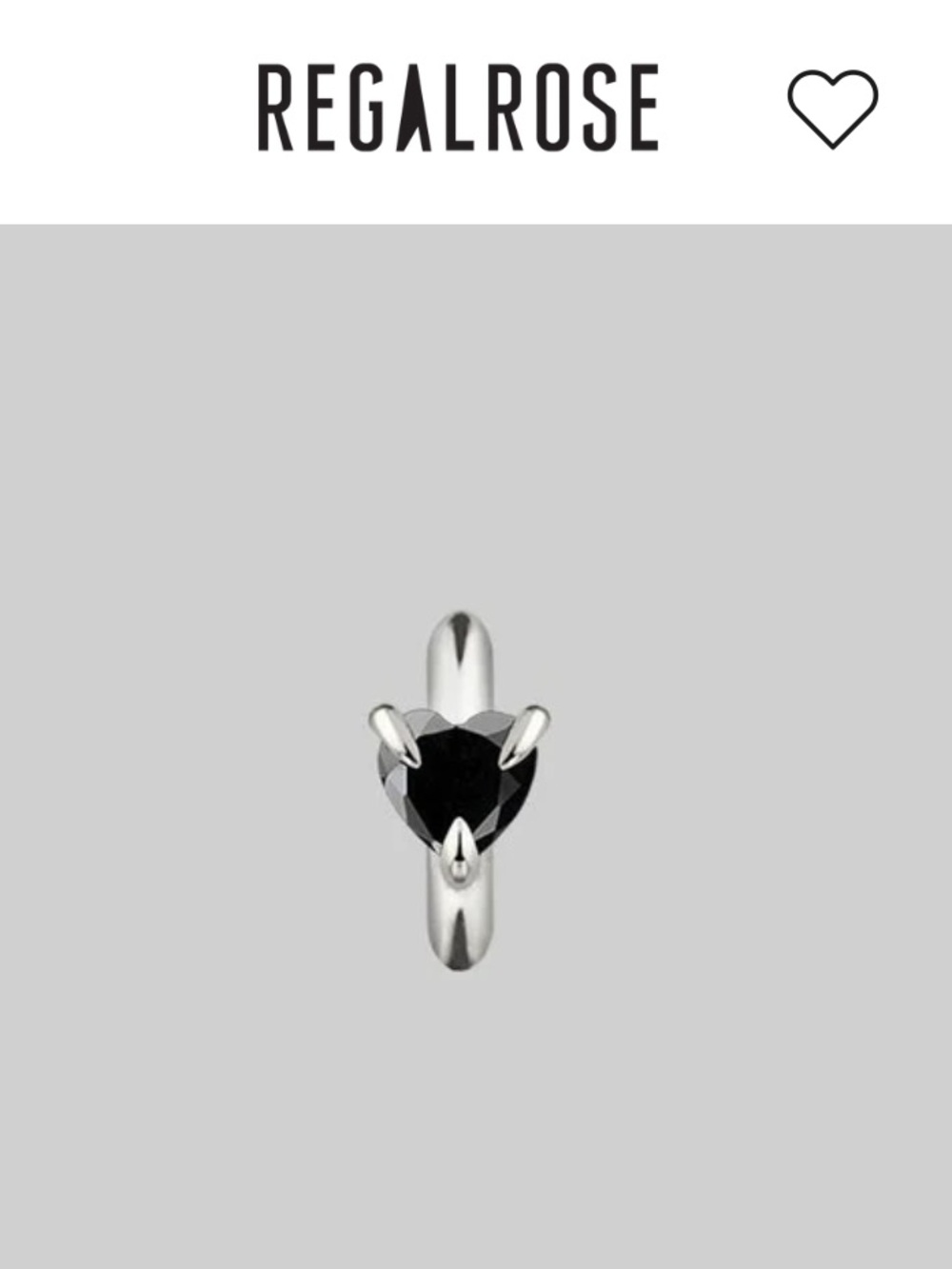 Regal Rose black heart huggie hoop earring